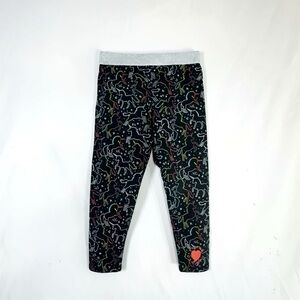 Vince Camuto Kids Black Leggings with Colorful Unicorn Pattern